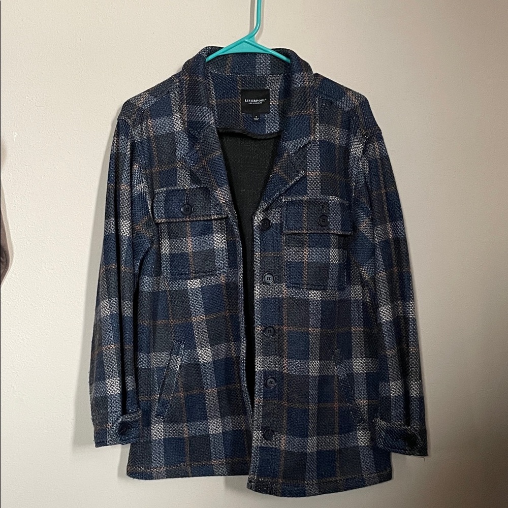 Liverpool Women's Blue and Gray Plaid Blazer